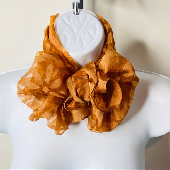 Vintage Beautiful Brownish Bronze Sheer Paisley Versatile Scarf - Picture 9 of 10